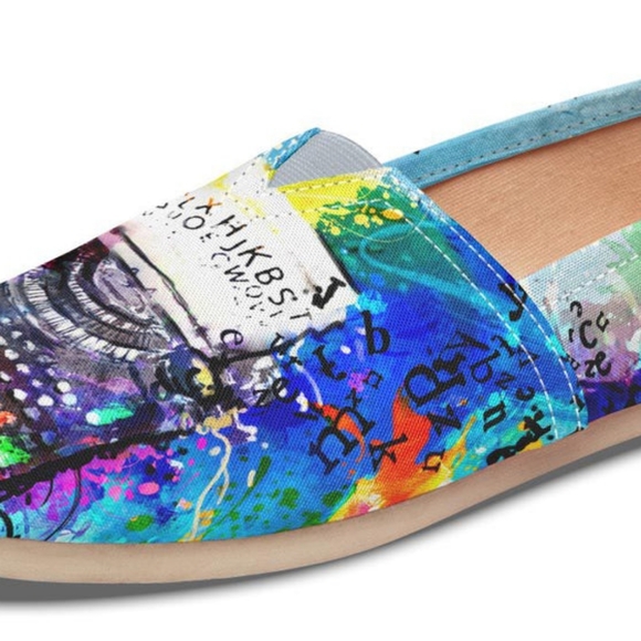 Groove Bags sz 9.5 W wide artistic typewriter casual slip-on shoes flats - Picture 1 of 6